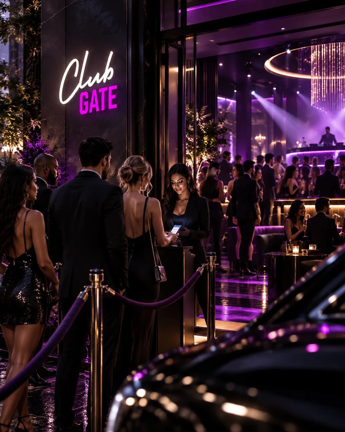 Guests arriving at the Club Gate venue